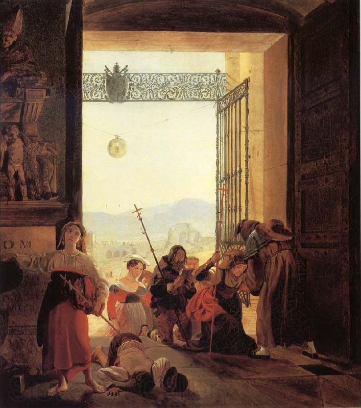 Karl Briullov Pilgrims in the Roorway of The Lateran Basilica France oil painting art